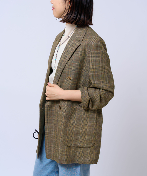 【IENA】グレンチェックテーラードジャケット-リネン✖️レーヨン IENA LA BOUCLE（イエナラブークル）の「IENA LA BOUCLE リネン