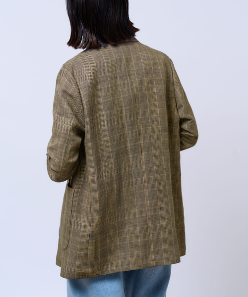 美品 イエナラブークル リネン チェックジャケット IENA LA BOUCLE（イエナラブークル）の「IENA LA BOUCLE リネン