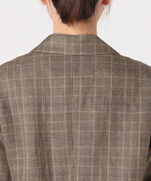 美品 イエナラブークル リネン チェックジャケット IENA LA BOUCLE（イエナラブークル）の「IENA LA BOUCLE リネン