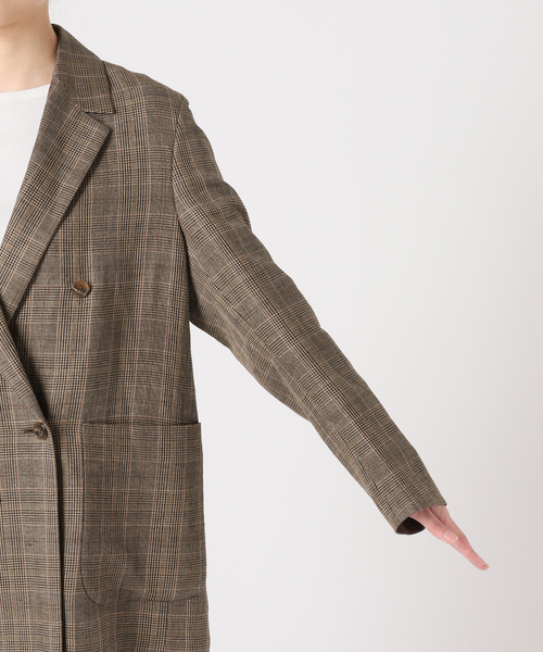 美品 イエナラブークル リネン チェックジャケット IENA LA BOUCLE（イエナラブークル）の「IENA LA BOUCLE リネン