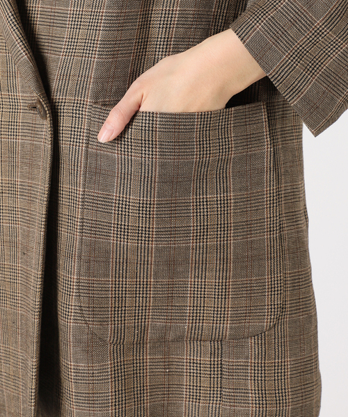 美品 イエナラブークル リネン チェックジャケット IENA LA BOUCLE（イエナラブークル）の「IENA LA BOUCLE リネン