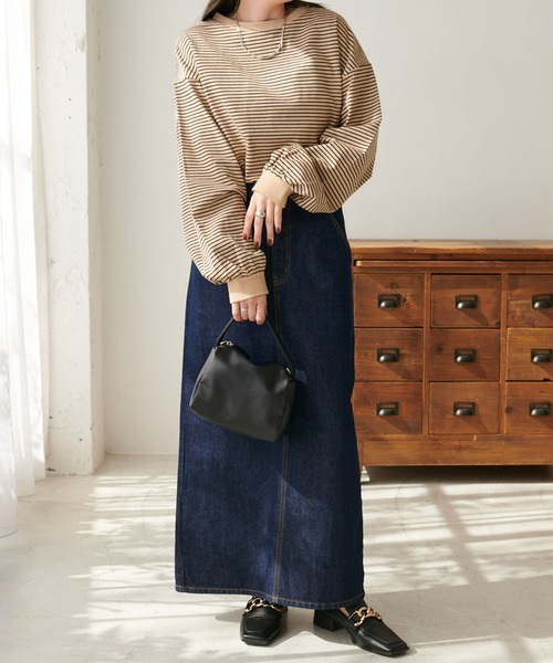 DISCOAT（ディスコート）の「【WEB限定】カラービッグボーダーTシャツ（Tシャツ/カットソー・レディース・ライトベージュ/アイボリー/ピンク/パープル・MEDIUM）」の15枚目の写真