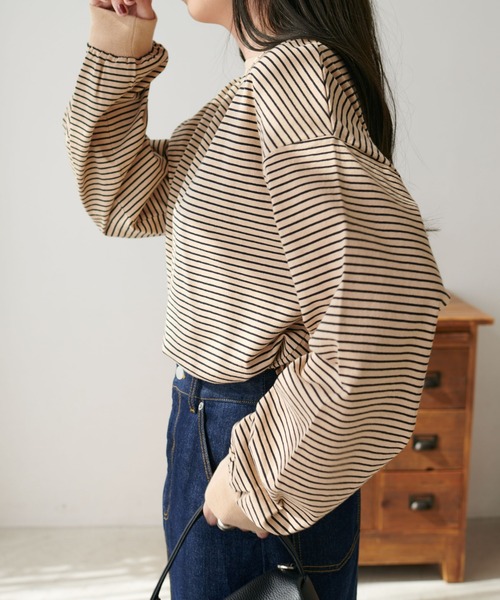 DISCOAT（ディスコート）の「【WEB限定】カラービッグボーダーTシャツ（Tシャツ/カットソー・レディース・ライトベージュ/アイボリー/ピンク/パープル・MEDIUM）」の21枚目の写真