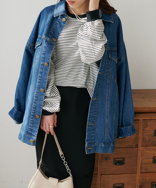 DISCOAT（ディスコート）の「【WEB限定】カラービッグボーダーTシャツ（Tシャツ/カットソー・レディース・ライトベージュ/アイボリー/ピンク/パープル・MEDIUM）」の13枚目の写真