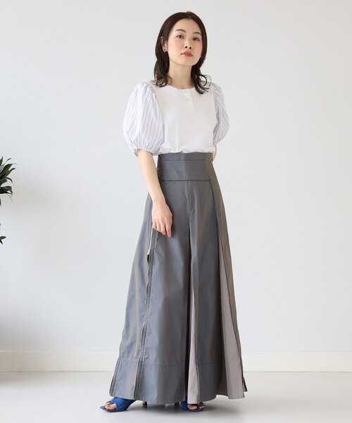 Ray BEAMS（レイビームス）の「Ray BEAMS / ストライプ パフスリーブ キリカエ Tシャツ（Tシャツ/カットソー・レディース・ブルー/ホワイト・ONE SIZE）」の3枚目の写真