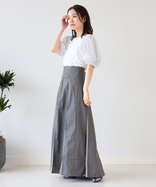 Ray BEAMS（レイビームス）の「Ray BEAMS / ストライプ パフスリーブ キリカエ Tシャツ（Tシャツ/カットソー・レディース・ブルー/ホワイト・ONE SIZE）」の5枚目の写真