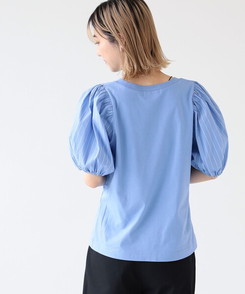 Ray BEAMS（レイビームス）の「Ray BEAMS / ストライプ パフスリーブ キリカエ Tシャツ（Tシャツ/カットソー・レディース・ブルー/ホワイト・ONE SIZE）」の13枚目の写真