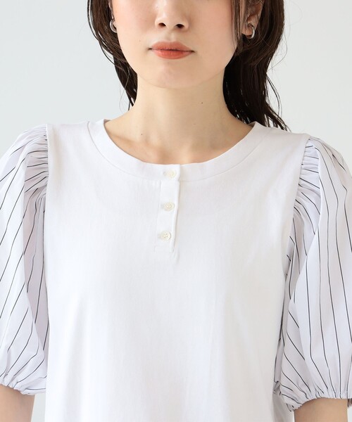 Ray BEAMS（レイビームス）の「Ray BEAMS / ストライプ パフスリーブ キリカエ Tシャツ（Tシャツ/カットソー・レディース・ブルー/ホワイト・ONE SIZE）」の17枚目の写真