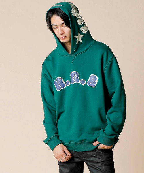 ADMIX/ATELIER SAB MEN(アドミックスアトリエサブメン)の「【Hollywood Rich.&】パンクベア ダギングプリント / 裏毛スウェット プルパーカー(パーカー・メンズ・グリーン/ホワイト/ブラック・L/M)」の19枚目の写真