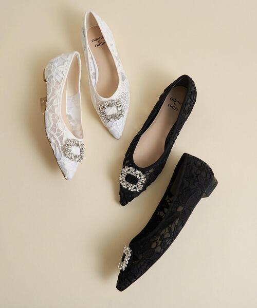 ODETTE E ODILE(オデットエオディール)の「【WEB限定】ビジューバックル フラット15●↑(パンプス・レディース・ホワイト/ブラック・22cm/22.5cm/23cm/23.5cm/24cm/24.5cm/25cm)」の4枚目の写真