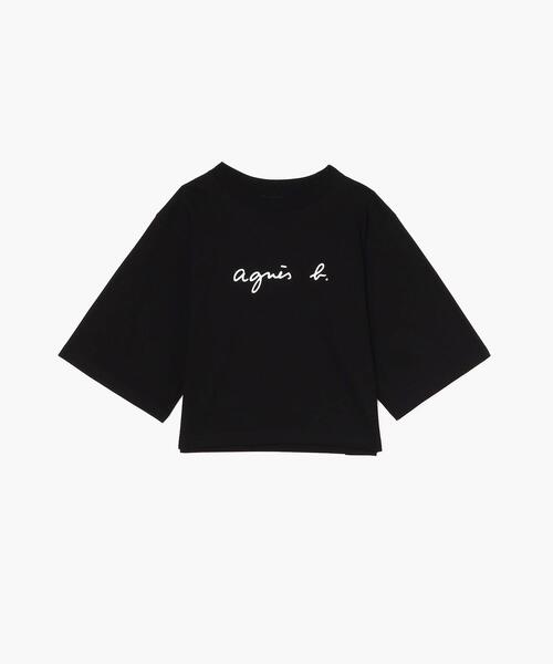 agnes b.（アニエスベー）の「ロゴ コットン 5分袖 Tシャツ "Yoko"（Tシャツ/カットソー・レディース・ブラック・3/2/1）」の2枚目の写真