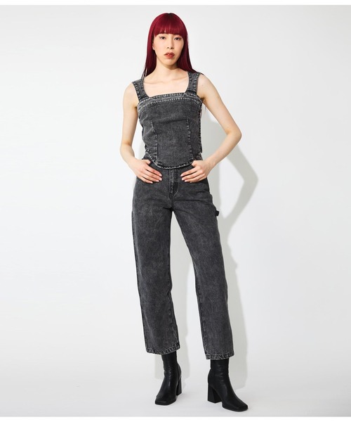 ANLIBERTY ANAP(アンリバティアナップ)の「デニムペインターパンツ【セットアップ可能】(デニムパンツ・レディース・ブラック・S/M)」の2枚目の写真