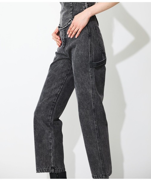 ANLIBERTY ANAP(アンリバティアナップ)の「デニムペインターパンツ【セットアップ可能】(デニムパンツ・レディース・ブラック・S/M)」の4枚目の写真