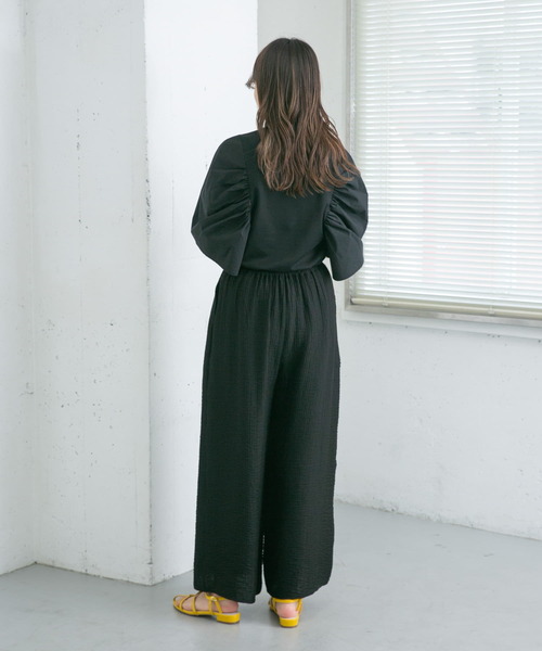 KBF（ケイビーエフ）の「ワッシャーWIDEイージーパンツ（その他パンツ・レディース・ブラック/オフホワイト・ONE）」の7枚目の写真