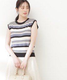 N.（N. Natural Beauty Basic） | ◆ＭＩＸ編みボーダーニット(ニット/セーター)