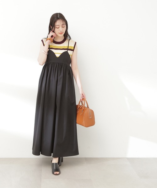 N.(N. Natural Beauty Basic)(エヌエヌナチュラルビューティーベーシック)の「◆MIX編みボーダーニット(ニット/セーター・レディース・パープル系その他/イエロー系その他/グレー系その他・MEDIUM)」の10枚目の写真