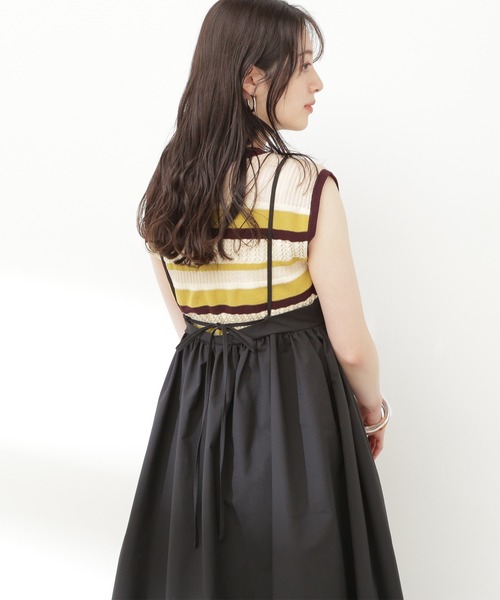 N.(N. Natural Beauty Basic)(エヌエヌナチュラルビューティーベーシック)の「◆MIX編みボーダーニット(ニット/セーター・レディース・パープル系その他/イエロー系その他/グレー系その他・MEDIUM)」の9枚目の写真