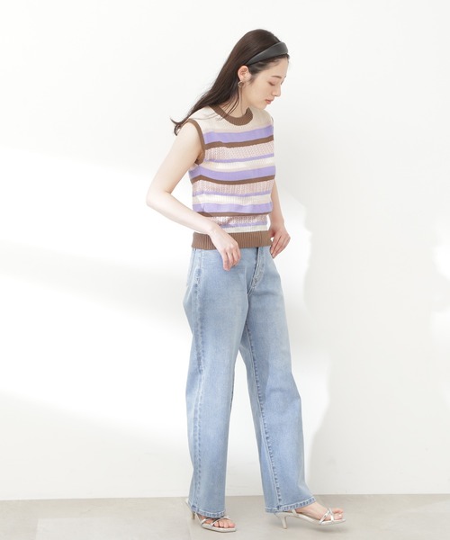 N.(N. Natural Beauty Basic)(エヌエヌナチュラルビューティーベーシック)の「◆MIX編みボーダーニット(ニット/セーター・レディース・パープル系その他/イエロー系その他/グレー系その他・MEDIUM)」の15枚目の写真