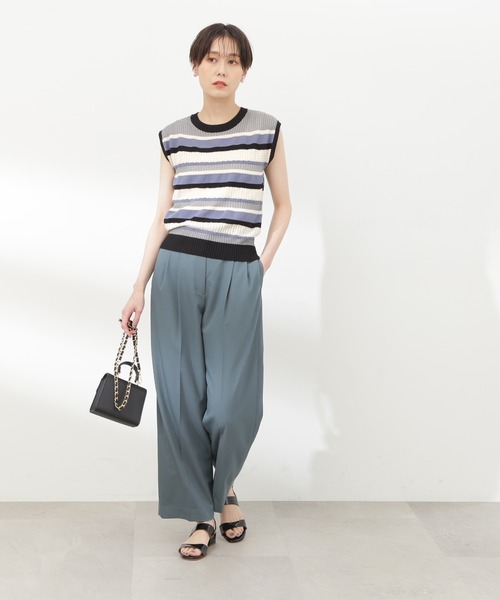 N.(N. Natural Beauty Basic)(エヌエヌナチュラルビューティーベーシック)の「◆MIX編みボーダーニット(ニット/セーター・レディース・パープル系その他/イエロー系その他/グレー系その他・MEDIUM)」の21枚目の写真