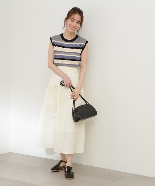N.(N. Natural Beauty Basic)(エヌエヌナチュラルビューティーベーシック)の「◆MIX編みボーダーニット(ニット/セーター・レディース・パープル系その他/イエロー系その他/グレー系その他・MEDIUM)」の22枚目の写真