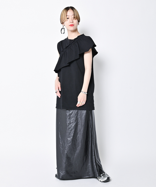 CITYSHOP（シティーショップ）の「BAND SLEEVE TANK：カットソー（Tシャツ/カットソー・レディース・ブラック/ホワイト・FREE）」の10枚目の写真