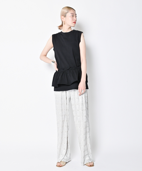 CITYSHOP（シティーショップ）の「BAND SLEEVE TANK：カットソー（Tシャツ/カットソー・レディース・ブラック/ホワイト・FREE）」の11枚目の写真