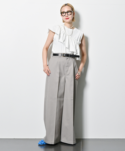 CITYSHOP（シティーショップ）の「BAND SLEEVE TANK：カットソー（Tシャツ/カットソー・レディース・ブラック/ホワイト・FREE）」の13枚目の写真