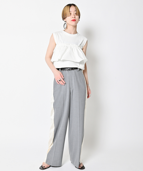 CITYSHOP（シティーショップ）の「BAND SLEEVE TANK：カットソー（Tシャツ/カットソー・レディース・ブラック/ホワイト・FREE）」の15枚目の写真