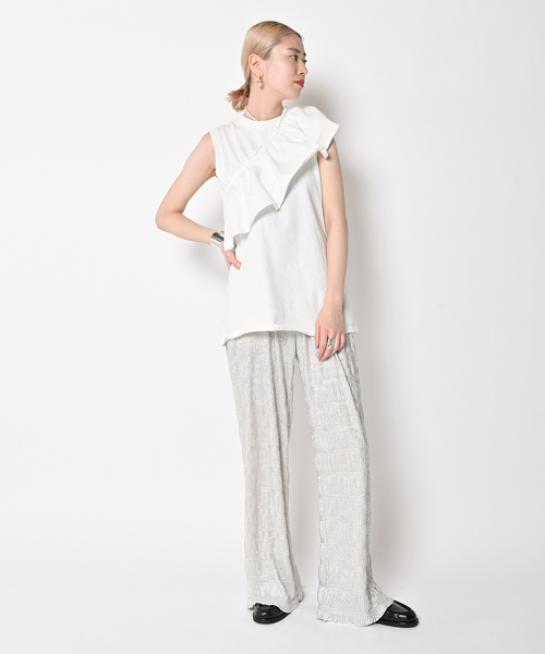 CITYSHOP（シティーショップ）の「BAND SLEEVE TANK：カットソー（Tシャツ/カットソー・レディース・ブラック/ホワイト・FREE）」の16枚目の写真