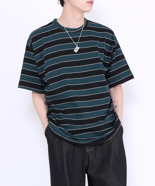 WOND(ウォンド)の「カラーボーダーTシャツ(Tシャツ/カットソー・レディース・ブルー/ブラック/グリーン・FREE)」の2枚目の写真