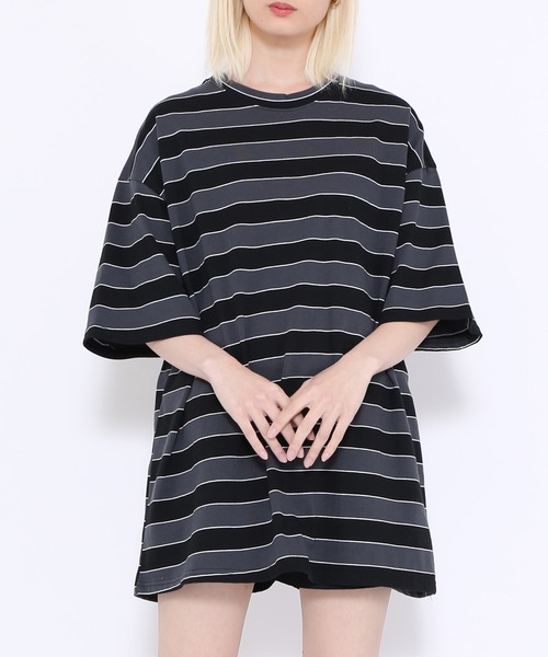WOND(ウォンド)の「カラーボーダーTシャツ(Tシャツ/カットソー・レディース・ブルー/ブラック/グリーン・FREE)」の1枚目の写真