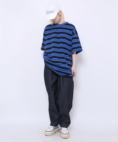 WOND(ウォンド)の「カラーボーダーTシャツ(Tシャツ/カットソー・レディース・ブルー/ブラック/グリーン・FREE)」の10枚目の写真