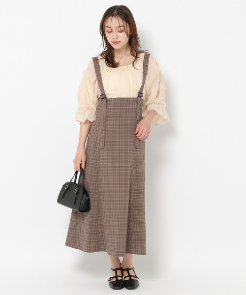 mysty woman（ミスティウーマン）の「レイヤーチュールタックスリーブブラウス 964472（シャツ/ブラウス・レディース・ホワイト系その他/モカ/ブラック・FREE）」の4枚目の写真