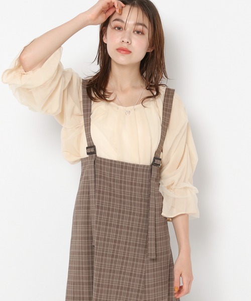 mysty woman（ミスティウーマン）の「レイヤーチュールタックスリーブブラウス 964472（シャツ/ブラウス・レディース・ホワイト系その他/モカ/ブラック・FREE）」の19枚目の写真