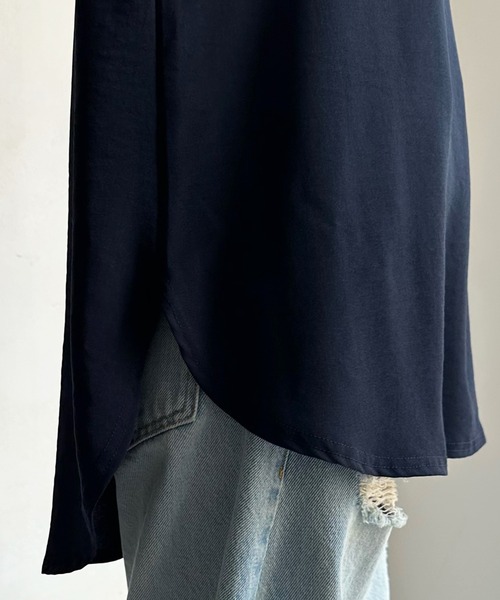 新品 洗濯タグ無 DOUDOU バックボタンジョーゼットロゴTEE