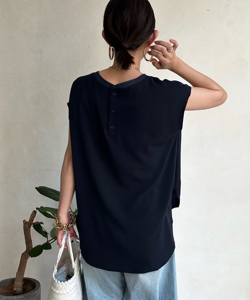 セール】バックボタンジョーゼットロゴTEEブラウス（シャツ