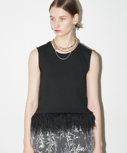 yae(ヤエ)の「【Revival】2way fur hem tanktop/2wayファーヘムタンクトップ(タンクトップ・レディース・ライトブルー/ブラック/グレー/ライトグリーン・FREE)」の1枚目の写真