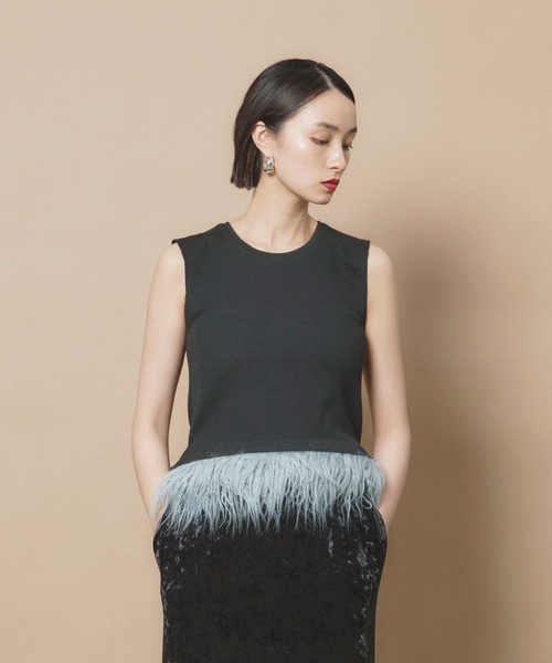 yae(ヤエ)の「【Revival】2way fur hem tanktop/2wayファーヘムタンクトップ(タンクトップ・レディース・ライトブルー/ブラック/グレー/ライトグリーン・FREE)」の8枚目の写真