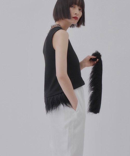 yae(ヤエ)の「【Revival】2way fur hem tanktop/2wayファーヘムタンクトップ(タンクトップ・レディース・ライトブルー/ブラック/グレー/ライトグリーン・FREE)」の10枚目の写真
