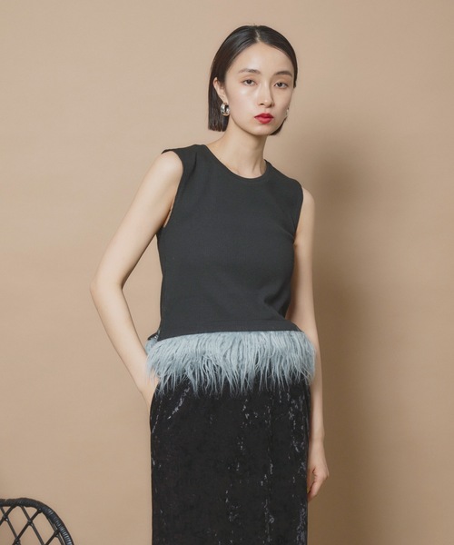 yae(ヤエ)の「【Revival】2way fur hem tanktop/2wayファーヘムタンクトップ(タンクトップ・レディース・ライトブルー/ブラック/グレー/ライトグリーン・FREE)」の13枚目の写真