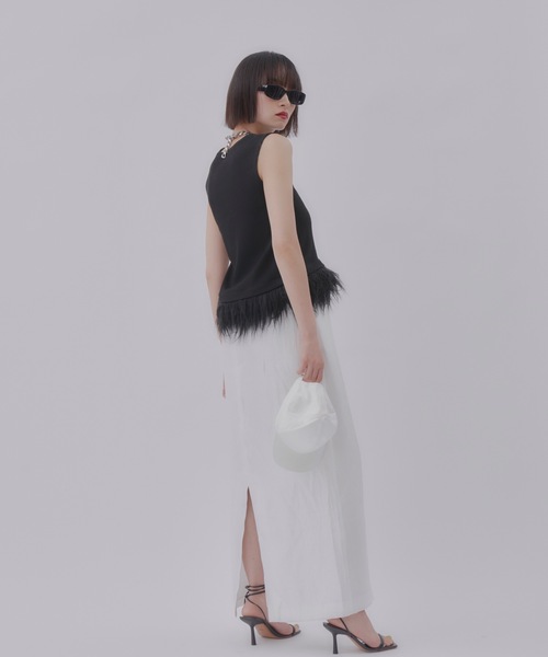 yae(ヤエ)の「【Revival】2way fur hem tanktop/2wayファーヘムタンクトップ(タンクトップ・レディース・ライトブルー/ブラック/グレー/ライトグリーン・FREE)」の11枚目の写真