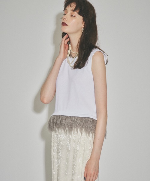 yae(ヤエ)の「【Revival】2way fur hem tanktop/2wayファーヘムタンクトップ(タンクトップ・レディース・ライトブルー/ブラック/グレー/ライトグリーン・FREE)」の14枚目の写真