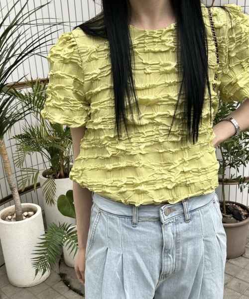 aimoha（アイモハ）の「ポコポコ半袖トップス (SS)（Tシャツ/カットソー・レディース・ブラック/ホワイト/グリーン・FREE）」の8枚目の写真