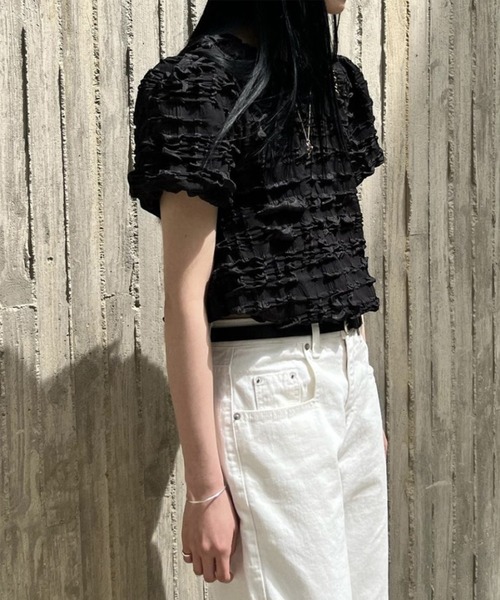 aimoha（アイモハ）の「ポコポコ半袖トップス (SS)（Tシャツ/カットソー・レディース・ブラック/ホワイト/グリーン・FREE）」の14枚目の写真