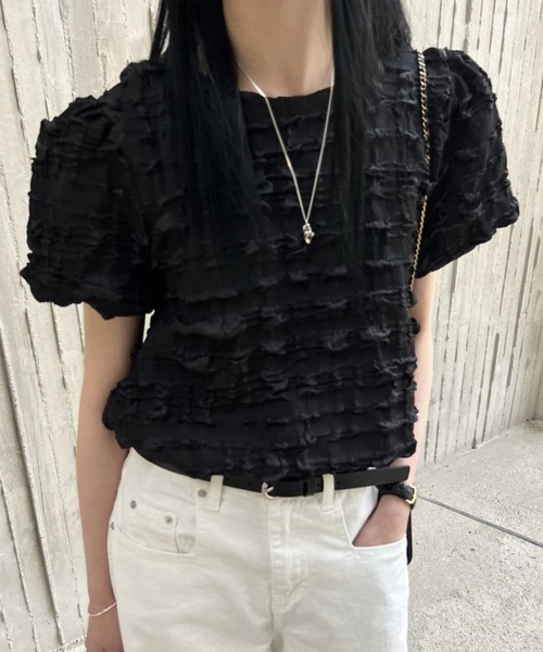 aimoha（アイモハ）の「ポコポコ半袖トップス (SS)（Tシャツ/カットソー・レディース・ブラック/ホワイト/グリーン・FREE）」の17枚目の写真