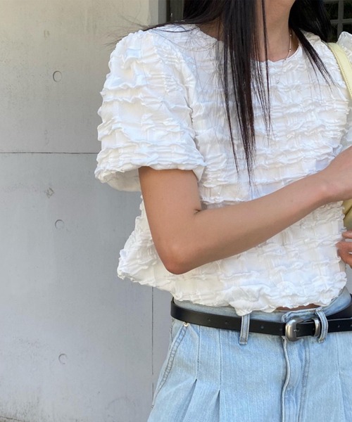 aimoha（アイモハ）の「ポコポコ半袖トップス (SS)（Tシャツ/カットソー・レディース・ブラック/ホワイト/グリーン・FREE）」の19枚目の写真