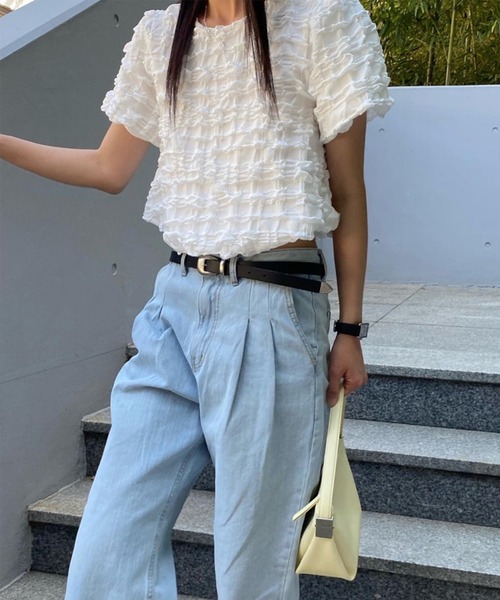 aimoha（アイモハ）の「ポコポコ半袖トップス (SS)（Tシャツ/カットソー・レディース・ブラック/ホワイト/グリーン・FREE）」の20枚目の写真