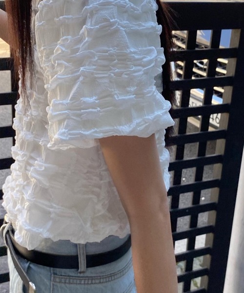 aimoha（アイモハ）の「ポコポコ半袖トップス (SS)（Tシャツ/カットソー・レディース・ブラック/ホワイト/グリーン・FREE）」の21枚目の写真
