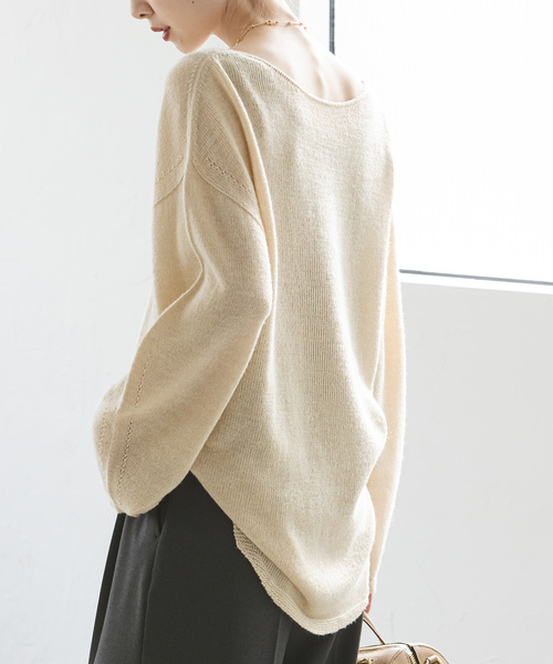 Noble（ノーブル）の「《追加》WペーパーヤーンBack Vプルオーバー（ニット/セーター・レディース・ブラウン/ベージュ系その他/ブラック・FREE）」の11枚目の写真