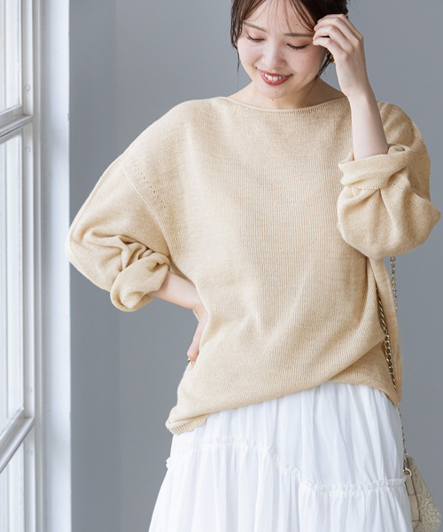 追加》ペーパーヤーン カノコ BACK Vプルオーバー（ニット